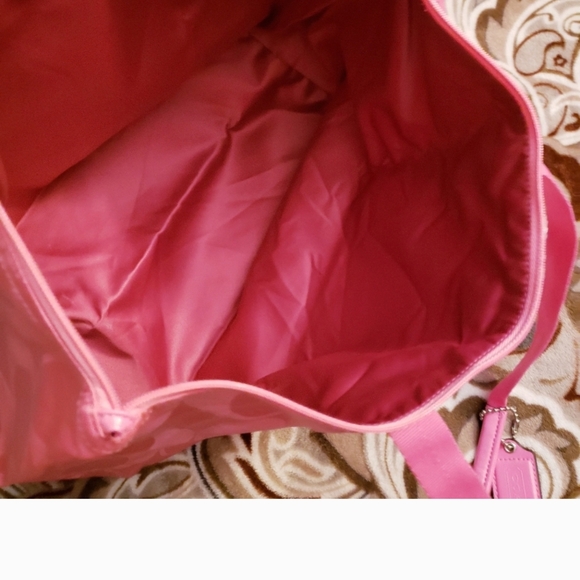 Coach Pink Travel Tote Bag with Monogram Pattern - Picture 3 of 16